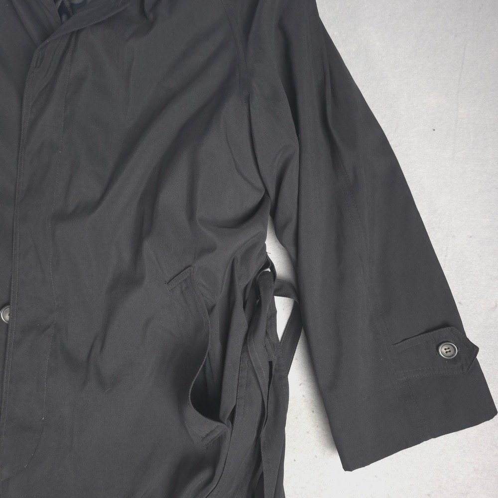 Ralph Lauren Men's Black Quilted Lined Rain Trench Coat Size 42R Belted - Picture 9 of 15
